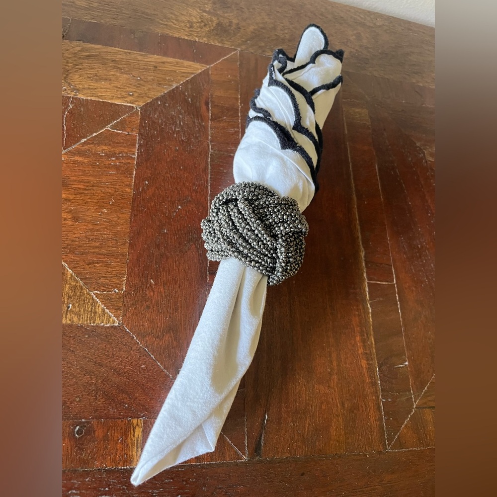 Elegant Beaded Napkin Ring set of 7